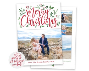 Editable Photo Christmas Card Template: 5x7 Merry Christmas Cards (Corjl)