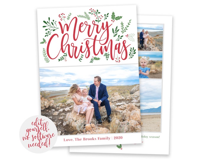 Christmas Card Template | Merry Christmas Cards | Photo Christmas Card | Editable Christmas Card | Christmas Card Template 5x7 | Corjl