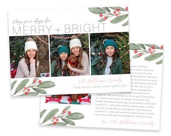 Editable Christmas Card Template: 5x7 Year In Review (Photoshop)