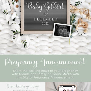 Digital Pregnancy Announcement Digital Pregnancy Announcement Neutral Digital Gender Reveal for Social Media Instagram Reveal Corjl image 8