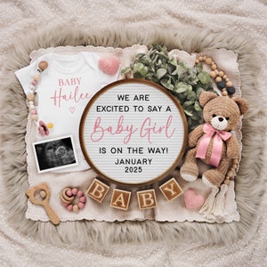 Baby Girl Pregnancy Announcement: Editable Social Media Template (Digital Download) image 5