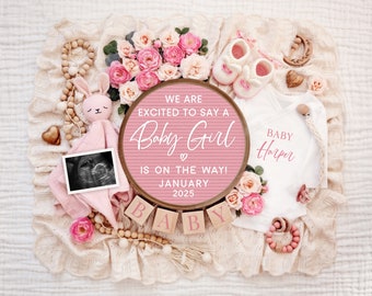 Digital Pregnancy Announcement Baby Girl Pregnancy Girl Announcement Baby Girl Pregnancy Gender Reveal It's a Girl Announcement