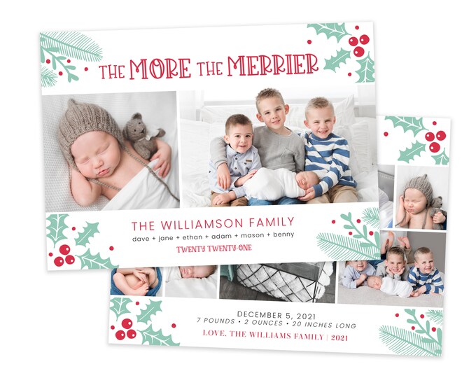 Holiday Birth Announcement | Christmas Birth Announcement | Christmas Card Template | Birth Announcement Holiday Templates | Photoshop