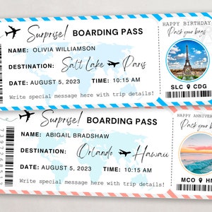 Modello di carta d'imbarco modificabile, Carta d'imbarco Canva, Biglietti aerei personalizzabili, Download istantaneo, Carta regalo biglietto aereo