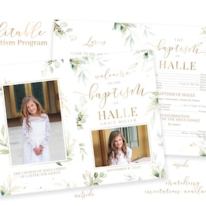 Baptism Program Girl - LDS Baptism Program - Editable Baptism Program - Floral Program Instant Download - Baptism Program Template - Corjl
