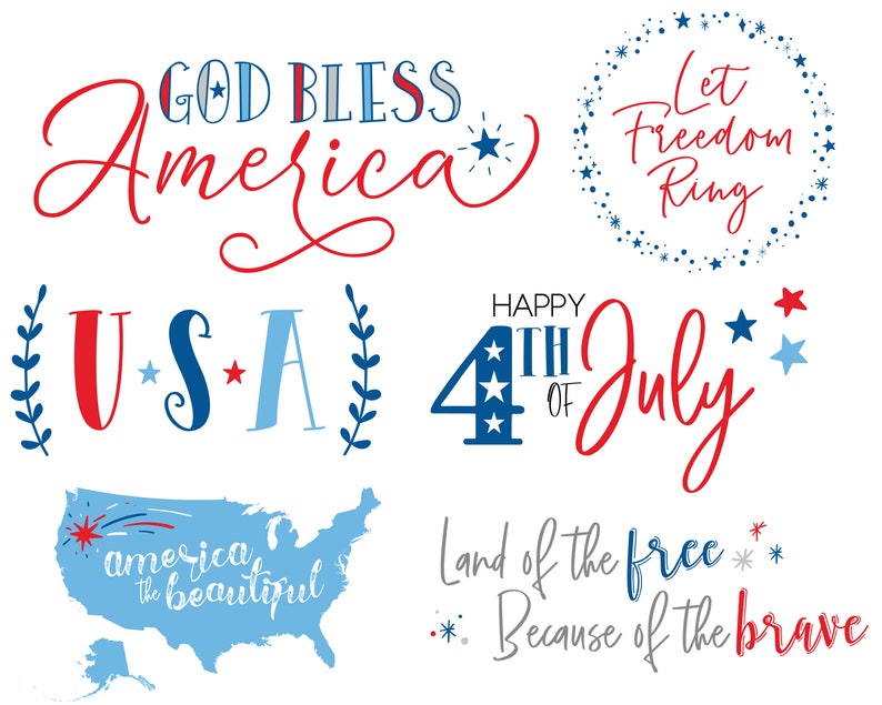 4th of July Overlays Fourth of July Word Art Overlays for - Etsy