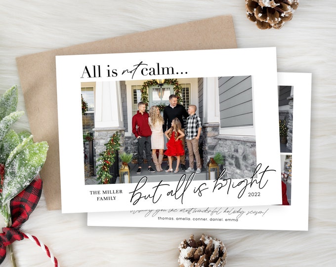 All Is Not Calm Christmas Card Template | Christmas Cards Template | 2023 Funny Christmas | Funny Holiday Card | All is Bright | Photoshop