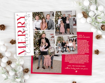 Merry Christmas Photo Card Template: Year in Review (Photoshop, Instant Download)