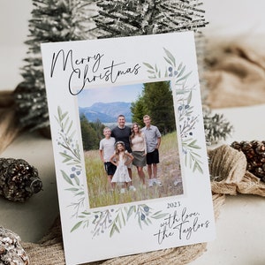 Floral Christmas Card Template: Editable Holiday Photo Card (Digital) image 9