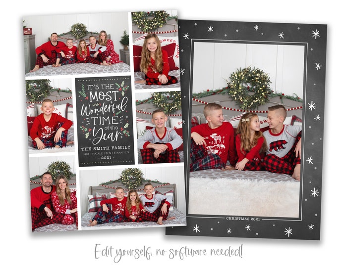 Christmas Card Template | Christmas Cards Template | Wonderful Time | Holiday Card Template | Editable Christmas Card | Digital | Corjl