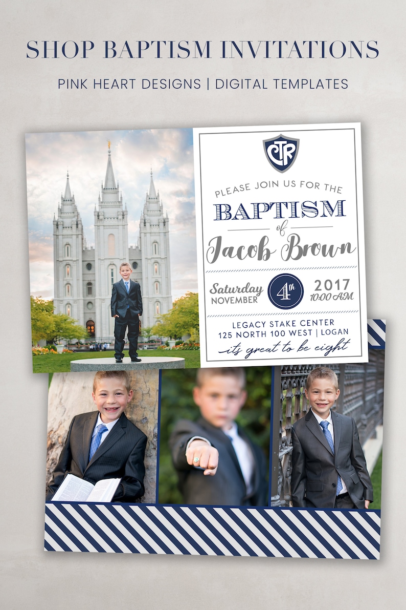 Customizable LDS Boy Baptism Invitation Add Your Own Photos Instant Download Corjl image 6