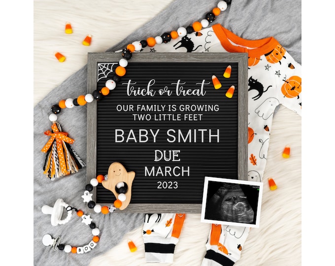 Halloween Pregnancy Announcement for Social Media | Digital Baby Announcement | October Pregnancy Announcement | Gender Reveal  | Corjl