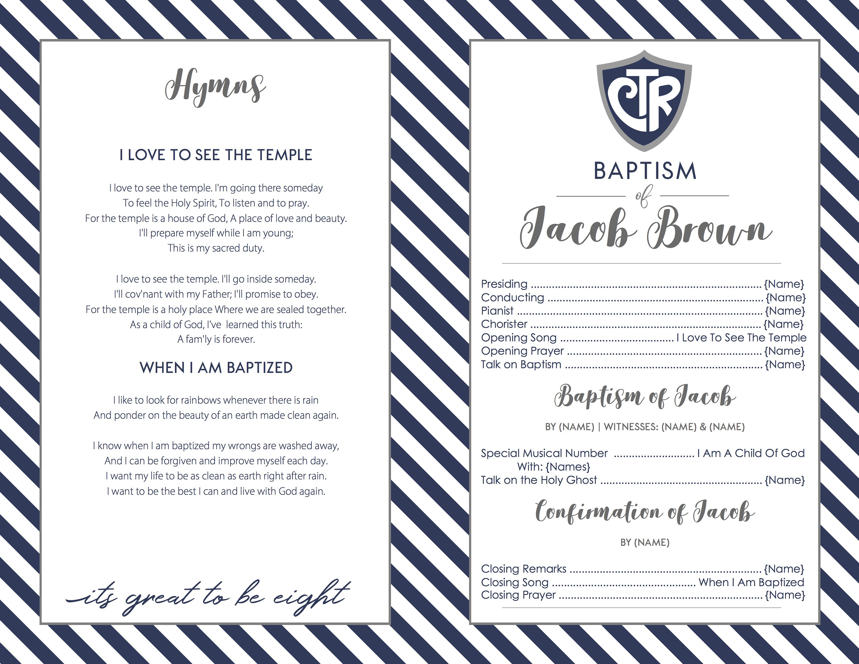 Baptism Program Template Lds