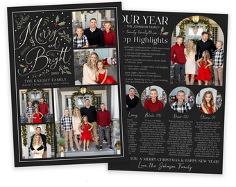 Merry & Bright Christmas Card Template: Family Photo(Photoshop)
