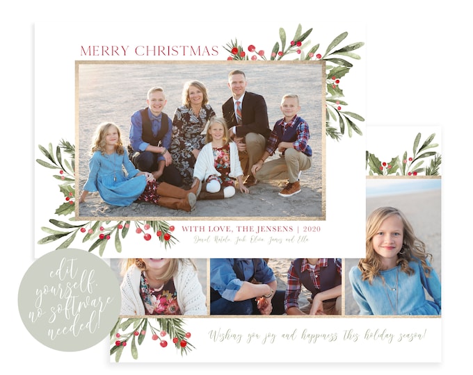 Christmas Card Template | Christmas Cards | Photo Christmas Card | Editable Christmas Card | Christmas Card Template 5x7 | Corjl