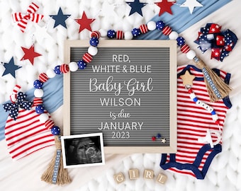 4th of July Baby Girl Announcement: Social Media Gender Reveal (Digital)
