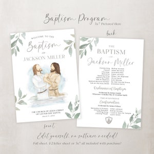 LDS Baptism Program Baptism Program LDS Baptism Invitation LDS Adult Baptism Program Customizable Baptism Program