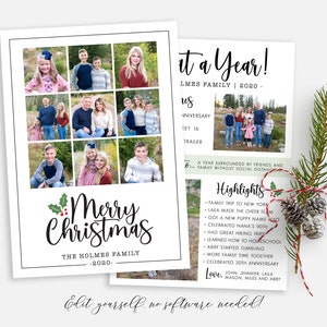 Jahresrückblick Weihnachtskartenvorlage | Weihnachtskarten Vorlage 5x7 | Foto Weihnachtskarte | Weihnachtskartenvorlagen | Corjl