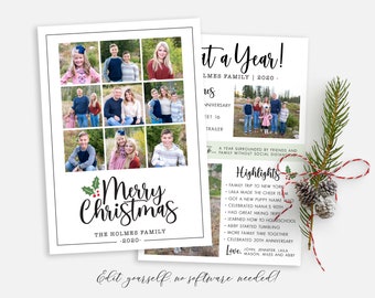 Year In Review Christmas Card Template | Christmas Cards Template 5x7 | Photo Christmas Card | Holiday Card Templates | Corjl