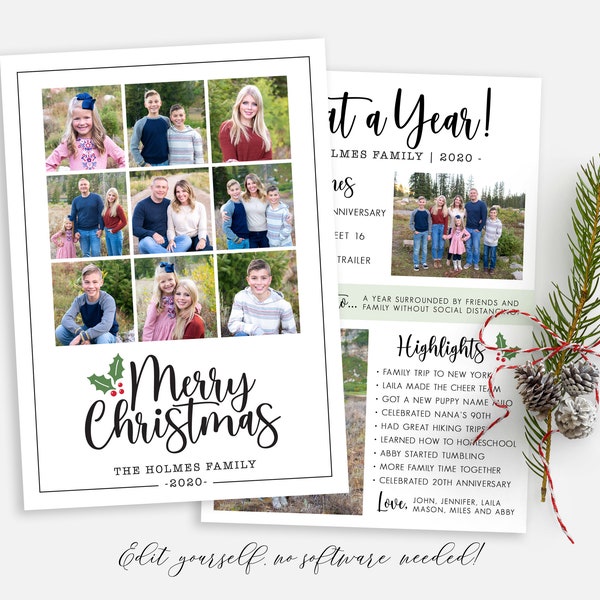 Year In Review Christmas Card Template | Christmas Cards Template 5x7 | Photo Christmas Card | Holiday Card Templates | Corjl