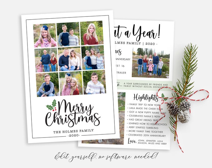 Year In Review Christmas Card Template | Christmas Cards Template 5x7 | Photo Christmas Card | Holiday Card Templates | Corjl