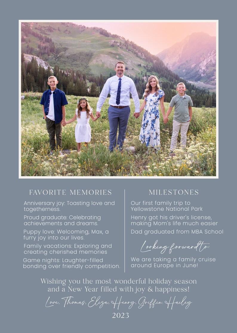 Floral Christmas Photo Card Template Editable Holiday Card (digital
