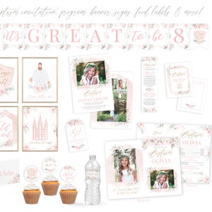 LDS Baptism Kit | LDS Baptism Invitation Girl | Baptism Program | Baptism Banner | Baptism Cupcakes | Baptism Bookmark | Baptism Printables