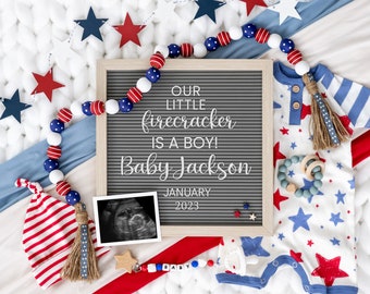 4th of July Pregnancy Announcement: It's a Boy, Social Media Reveal (Digital)