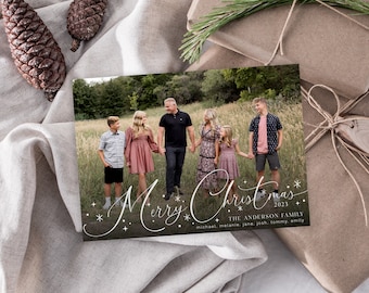 Editable Christmas Card Template: Photo Collage, Year in Review (Digital, Corjl)