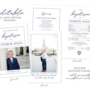 LDS Baptism Program Boy Baptism Program LDS Baptism Program Template