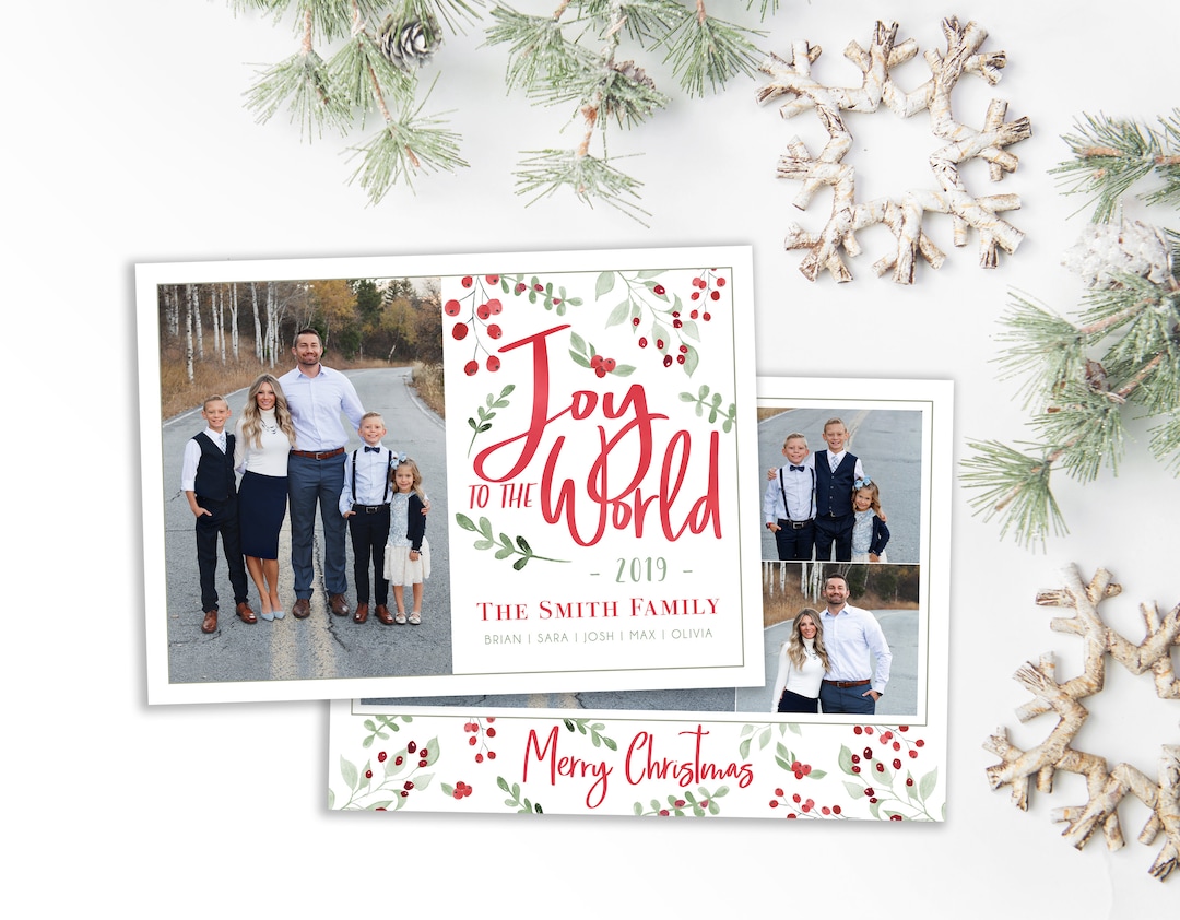 Christmas Card Template - Joy to the World - Christmas Template for ...