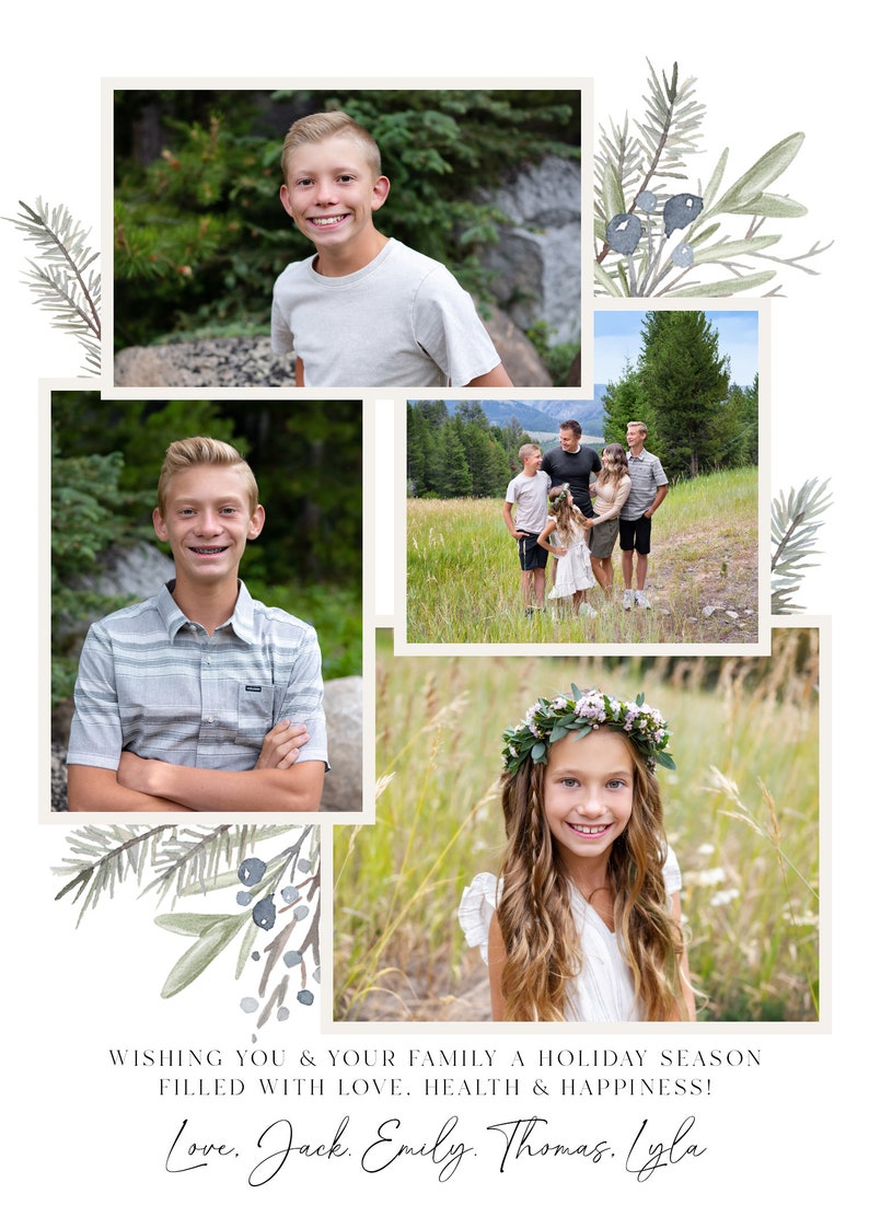 Floral Christmas Card Template: Editable Holiday Photo Card (Digital) image 8