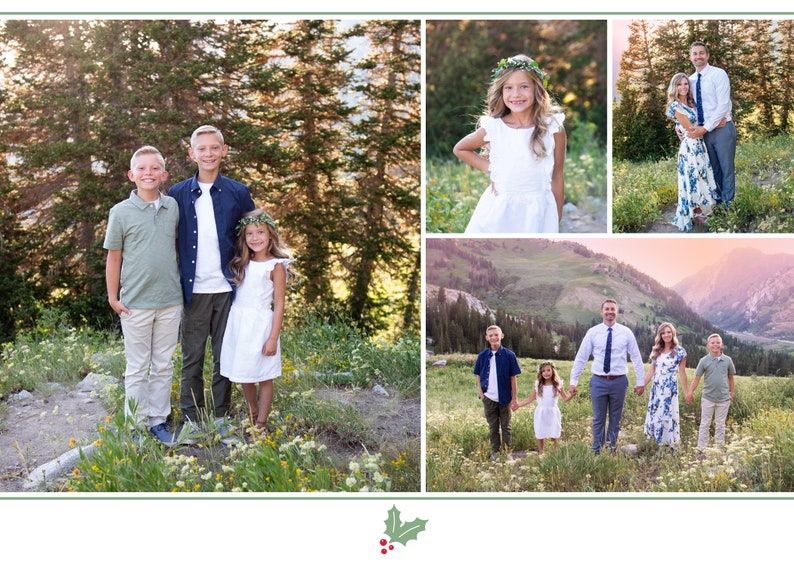 Photo Christmas Card Template | Red & Green Holiday Card (5x7) Editable image 7