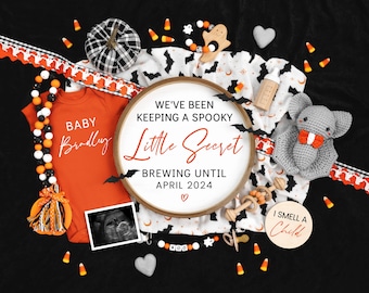 Halloween Pregnancy Announcement: Spooky Little Secret (Digital Template)