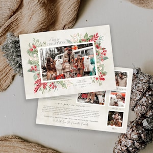 Custom Photo Christmas Card Template: Modern Year in Review (Digital)