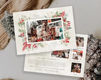 Custom Photo Christmas Card Template: Modern Year in Review (Digital)