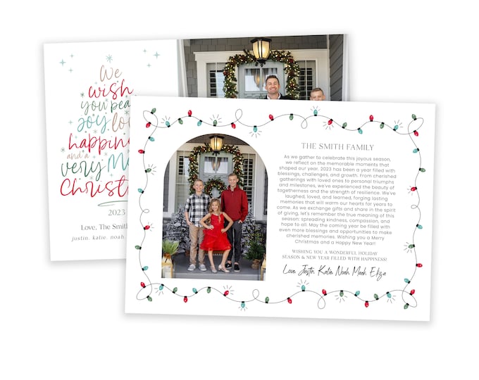 We Wish You a Very Merry Christmas Card Template | Holiday Cards Template 5x7 | Editable Holiday Card | Instant Download | Photoshop