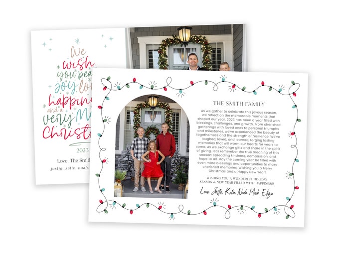 We Wish You a Very Merry Christmas Card Template | Holiday Cards Template 5x7 | Editable Holiday Card | Instant Download | Photoshop