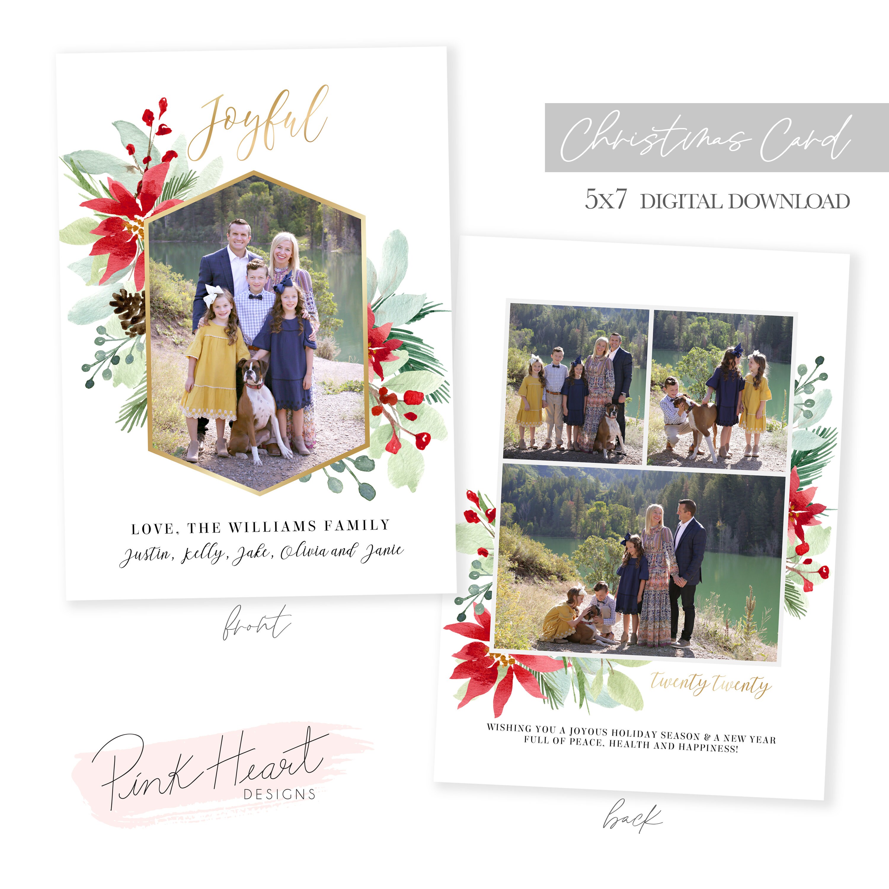 Christmas Card Template | Christmas Cards Template 5x7 | Photo Christmas Card | Editable