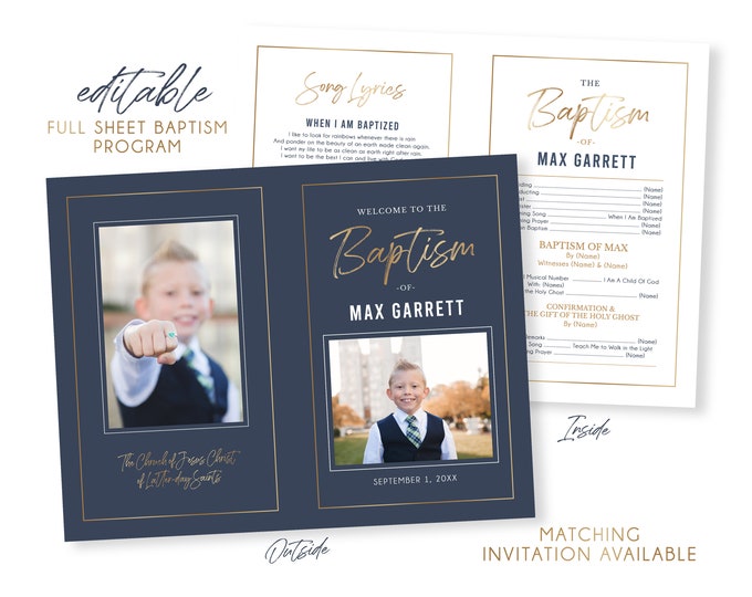 LDS Baptism Program | Baptism Program Boy | LDS Baptism Programs | Baptism Program Template | LDS Baptism | Boy Baptism Program | Corjl