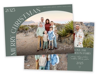 Arch Christmas Card Template: Editable Holiday Photo Card (Photoshop)