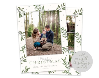 Photo Christmas Card Template: Editable Holiday Card (5x7 Corjl)