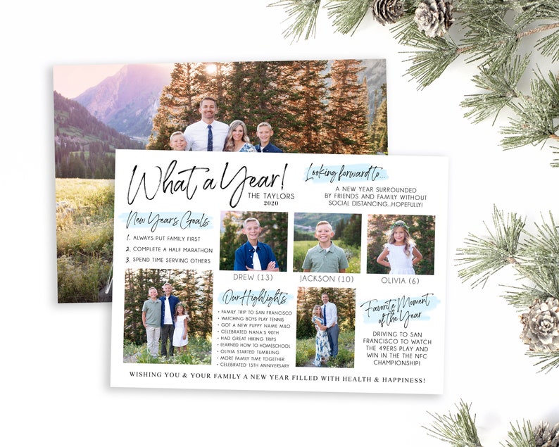 Plantilla para tarjeta navideña de resumen del año: foto familiar de 5x7 (Photoshop) imagen 7