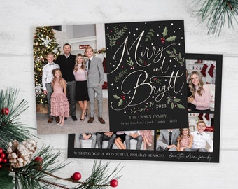 Merry & Bright Christmas Card Template: Editable Year in Review (Digital)