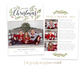 Christmas Card Template | Christmas Cards Template 5x7 | Photo Christmas Card | Editable Christmas Card | Holiday Card Templates | Corjl