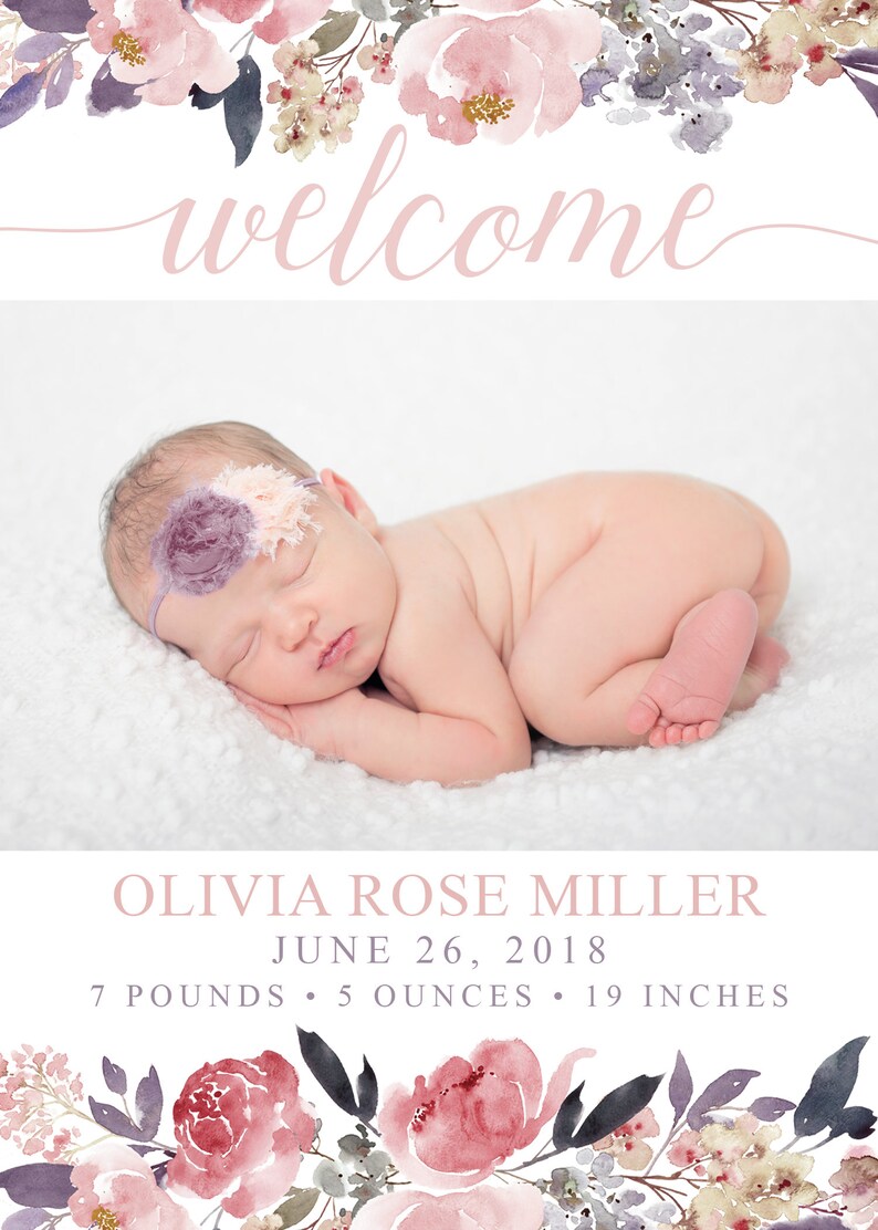 Birth Announcement Birth Announcement Card Digital Birth Etsy