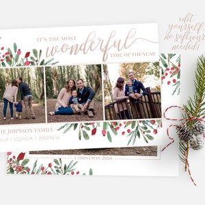 Sjabloon voor kerstkaarten | Kerstkaarten sjabloon 5x7 | Kerstfotokaart | Bewerkbare kerstkaart | Sjabloon voor vakantiekaarten | Corjl