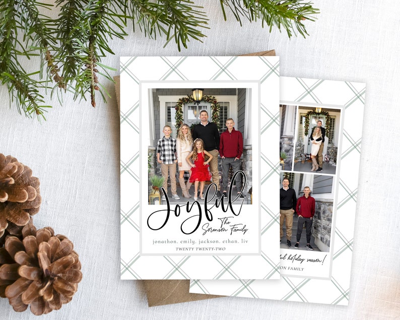 Christmas Card Template Christmas Cards Template Plaid Holiday Card Template Christmas Card Plaid Corjl image 2