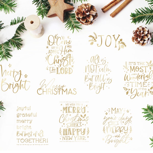 Christmas Overlays - Holiday Word Art - Overlays for Photographers - Christmas Word Art - Gold Overlays - Christmas Printable Art