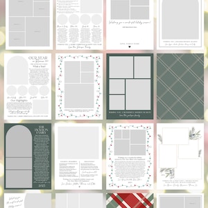 May include: A collage of different Christmas card back designs with photo placeholders. The designs include a green plaid pattern, a red and green plaid pattern, a design with Christmas lights, and a design with a Christmas tree. The text "Card Back Options" is at the top of the image. The text "TEXT & PHOTO BOXES CAN BE ADDED, MOVED OR DELETED!" is at the bottom of the image. The text "www.PinkHeartDesignShop.com" is also at the bottom of the image.